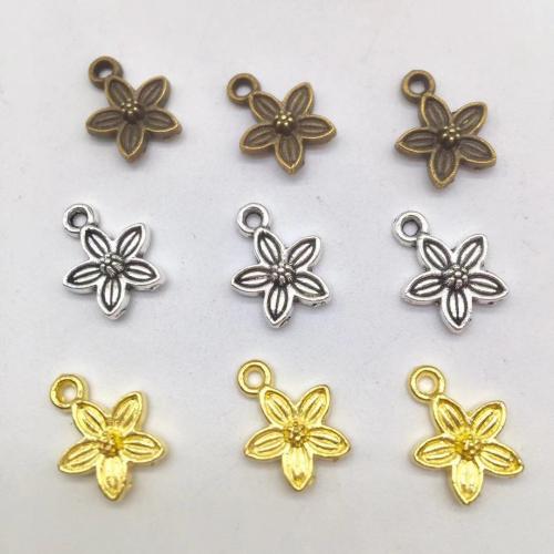 Zinc Alloy Flower Pendler, forgyldt, du kan DIY, flere farver til valg, 14x11x4mm, 100pc'er/Bag, Solgt af Bag