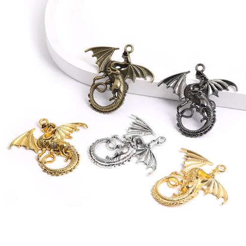 Sinc Alloy Pendants Ainmhithe, Dragon, plátáilte, DIY, dathanna níos mó le haghaidh rogha, 43x45mm, 100ríomhairí pearsanta/Mála, Díolta De réir Mála