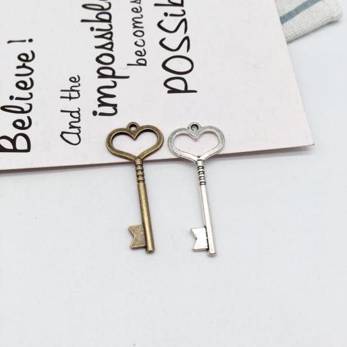 Zinc Alloy Key riipukset, Sinkkiseos, Avain, päällystetty, tee-se-itse, enemmän värejä valinta, 46x19mm, 100PC/laukku, Myymät laukku