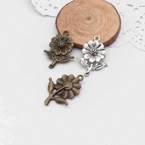 Zinc Alloy Flower Pendants Sunflower plated DIY Sold By Bag