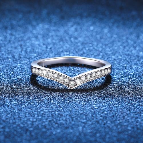 925 sterling zilver Finger Ring, met Moissanite, Letter V, verschillende grootte voor keus & voor vrouw, Maat:4-9, Verkocht door PC