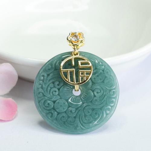 Gemstone Pendants Jewelry Jadeite with Brass Dragon DIY 35mm Sold By PC