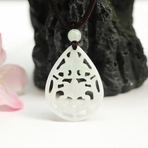 Gemstone Pendants Jewelry Jadeite Teardrop DIY & hollow Sold By PC