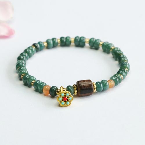 jade bracelet, avec Aloewood & alliage de zinc, de lotus la graine, Vintage & pour femme, beads length 5mm, Longueur Environ 6-8 pouce, Vendu par PC