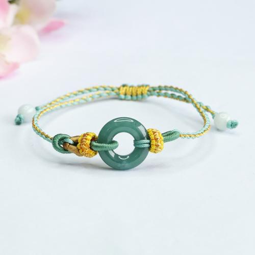 Jadeite Bracelet with Cotton Cord folk style & for woman Length Approx 6-10 Inch Sold By PC