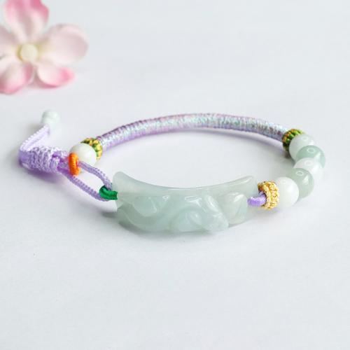 Jadeite Bracelet with Cotton Cord Mythical Wild Animal folk style & for woman Length Approx 6-8 Inch Sold By PC