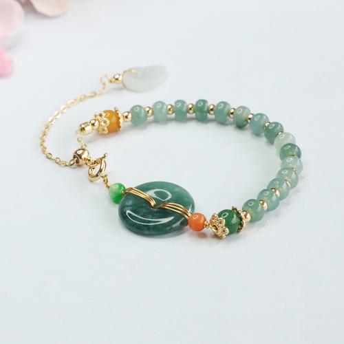 Jadeite Bracelet with Zinc Alloy folk style & for woman Length Approx 6-8 Inch Sold By PC