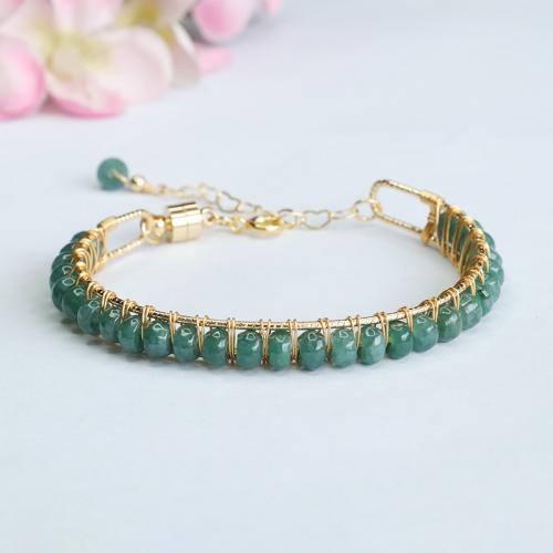 jade bracelet, avec alliage de zinc, style folk & pour femme, beads length 5mm, Longueur Environ 6-8 pouce, Vendu par PC