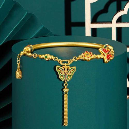 Brass Bracelet sang gold plated & for woman & enamel Length Approx 6-9.5 Inch Sold By PC