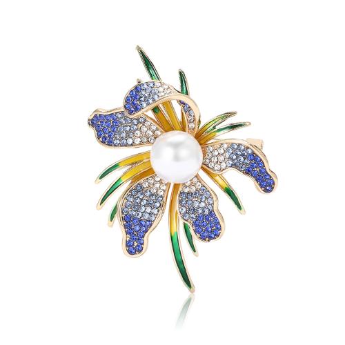 Zinc Alloy Brooches with Plastic Pearl for woman & with rhinestone Sold By PC