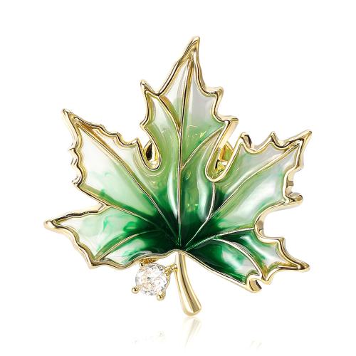 Fashion Brooch Jewelry Brass Maple Leaf micro pave cubic zirconia & for woman & enamel Sold By PC