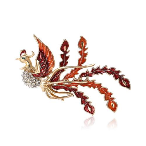 Zinc Alloy Brooches Phoenix for woman & enamel & with rhinestone Sold By PC