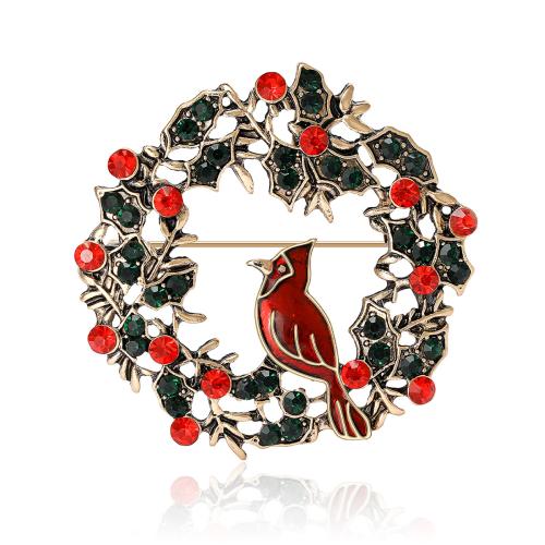 Zinc Alloy Brooches Christmas Design & for woman & with rhinestone Sold By PC