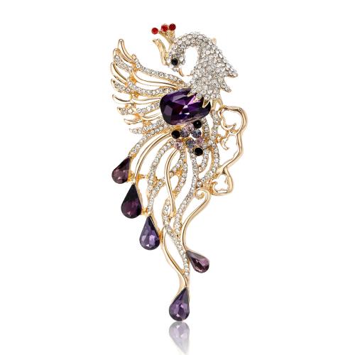 Zinklegering broches, Zinc Alloy, Phoenix, voor vrouw & met strass, meer kleuren voor de keuze, 85x44mm, Verkocht door PC