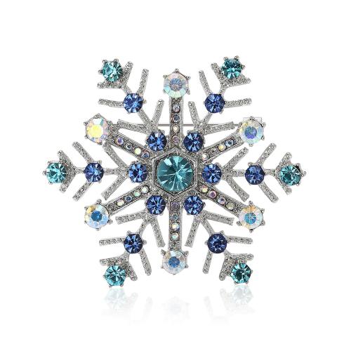 Zinc Alloy Brooches Snowflake for woman & with rhinestone Sold By PC