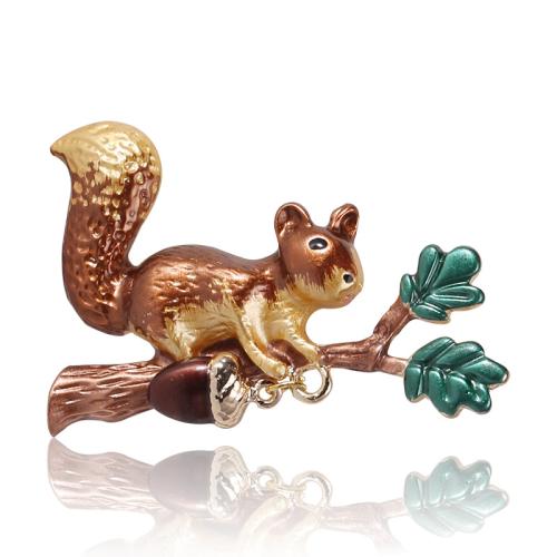 Zinc Alloy Brocher, Squirrel, Unisex & emalje, flere farver til valg, 35x52mm, Solgt af PC