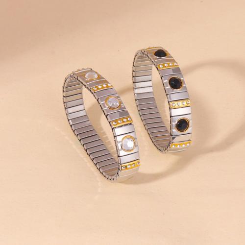 Stainless Steel Jewelry Bracelet 304 Stainless Steel fashion jewelry & Unisex & with rhinestone Inner Approx 60mm Sold By PC