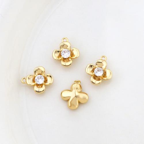 Cubic Zirconia Micro Pave Brass Pendant Flower DIY & micro pave cubic zirconia Sold By PC