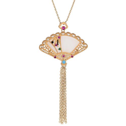 Kubieke Zirkoon Micro Pave Brass Ketting, Messing, mode sieraden & micro pave zirconia & voor vrouw, Lengte Ca 45 cm, Verkocht door PC