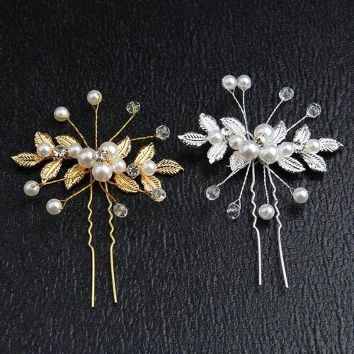 De Stok van het haar, Zinc Alloy, met Plastic Pearl, mode sieraden & voor vrouw & met strass, meer kleuren voor de keuze, 90x70mm, Verkocht door PC