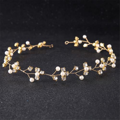 Headband Rhinestone with brass wire & Plastic Pearl fashion jewelry & for woman 480mm Sold By PC