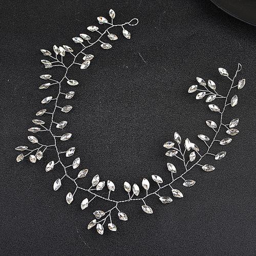 Headband Glass Rhinestone with brass wire fashion jewelry & for woman silver color 420mm Sold By PC