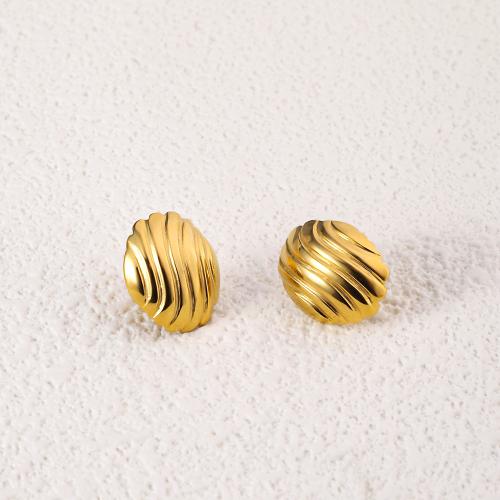 Stainless Steel Stud Earrings 304 Stainless Steel 18K gold plated fashion jewelry & for woman golden Sold By Pair