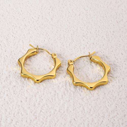 Stainless Steel Lever Terug Earring, 304 roestvrij staal, 18K verguld, mode sieraden & voor vrouw, gouden, 25x22mm, Verkocht door pair