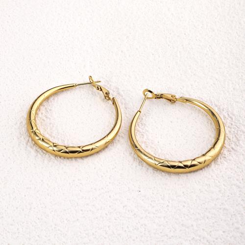 Stainless Steel Lever Back Earring 304 Stainless Steel 18K gold plated fashion jewelry & for woman golden 45mm Sold By Pair