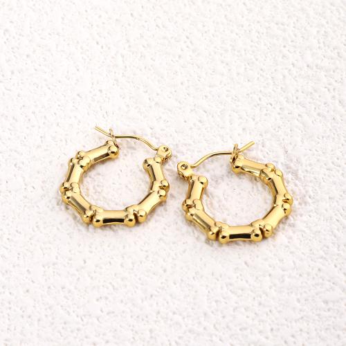 Stainless Steel Lever Back Earring 304 Stainless Steel 18K gold plated fashion jewelry & for woman golden 25mm Sold By Pair