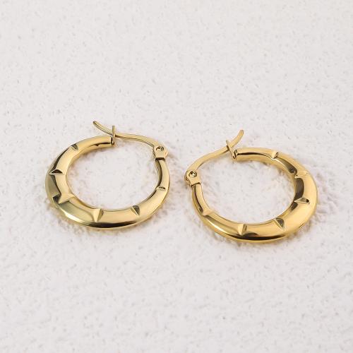 Acier inoxydable Levier Retour Earring, Acier inoxydable 304, Plaqué or 18K, bijoux de mode & pour femme, doré, 24mm, Vendu par paire