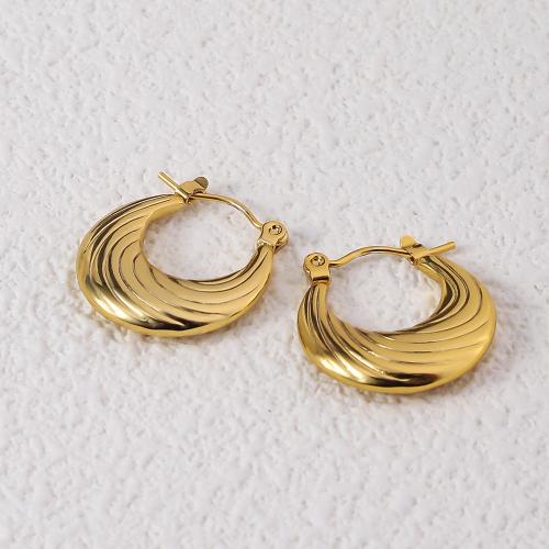 Stainless Steel Lever Terug Earring, 304 roestvrij staal, 18K verguld, mode sieraden & voor vrouw, gouden, 24mm, Verkocht door pair