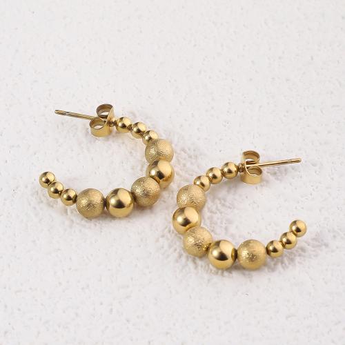 Stainless Steel Stud Earrings 304 Stainless Steel 18K gold plated fashion jewelry & for woman golden 20mm Sold By Pair