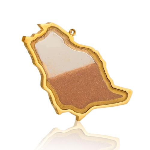 Stainless Steel Pendants 304 Stainless Steel with Sand Map fashion jewelry & DIY golden Sold By PC