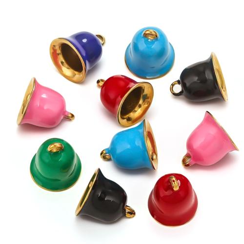 304 rustfrit stål Bell Charm, du kan DIY & emalje, flere farver til valg, 13.50x13.50mm, 2pc'er/Bag, Solgt af Bag