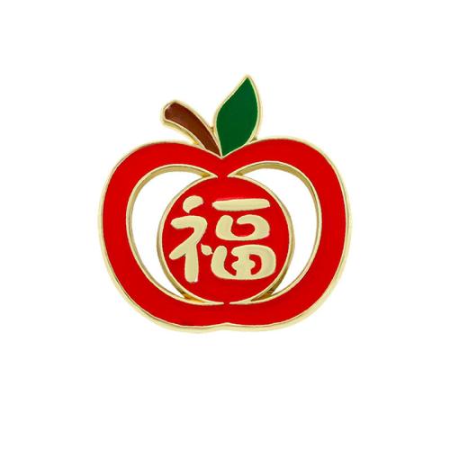 Zinc Alloy Brooches Apple gold color plated & enamel nickel lead & cadmium free Sold By PC