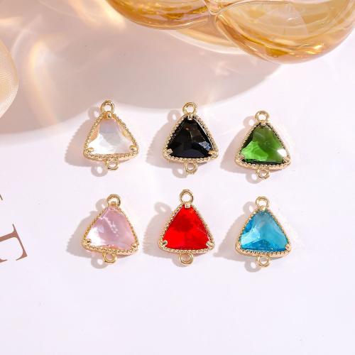 Brass Jewelry Connector Crystal with Brass Triangle gold color plated DIY & 1/1 loop Sold By PC