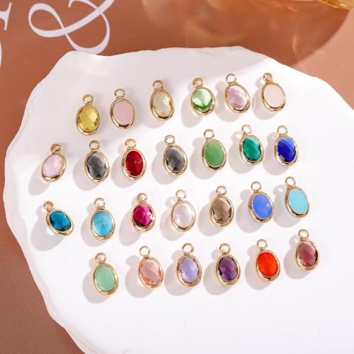 Crystal Pendants with Brass Oval gold color plated DIY Sold By PC