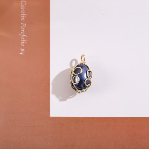 Plastic Pendants Plastic Pearl with Brass Oval gold color plated DIY black Sold By PC