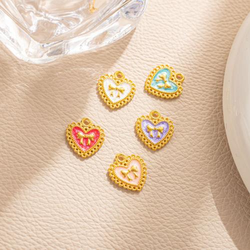 Brass Jewelry Pendants Heart gold color plated DIY & enamel nickel lead & cadmium free Sold By PC