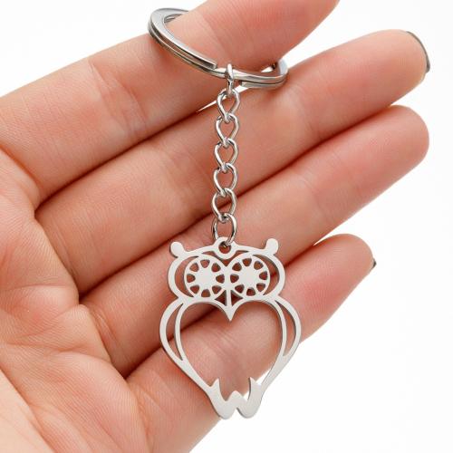 Stainless Steel Key Clasp 304 Stainless Steel Owl silver color plated fashion jewelry Sold By PC