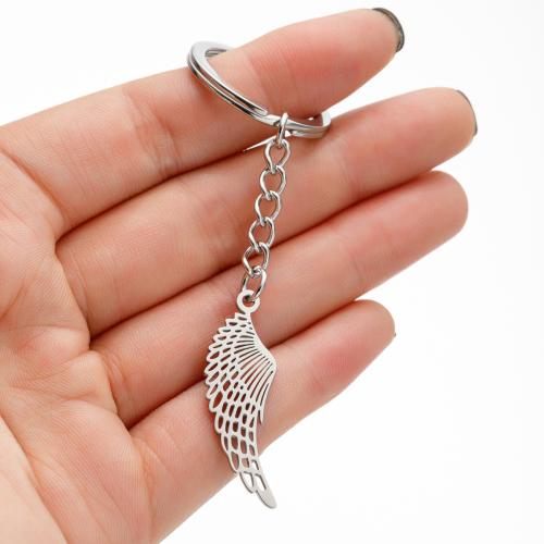 Stainless Steel Key Clasp 304 Stainless Steel Wing Shape silver color plated fashion jewelry Sold By PC