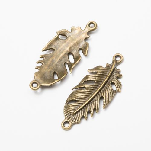 Zinc Alloy Connector Feather plated DIY & 1/1 loop nickel lead & cadmium free Sold By Bag