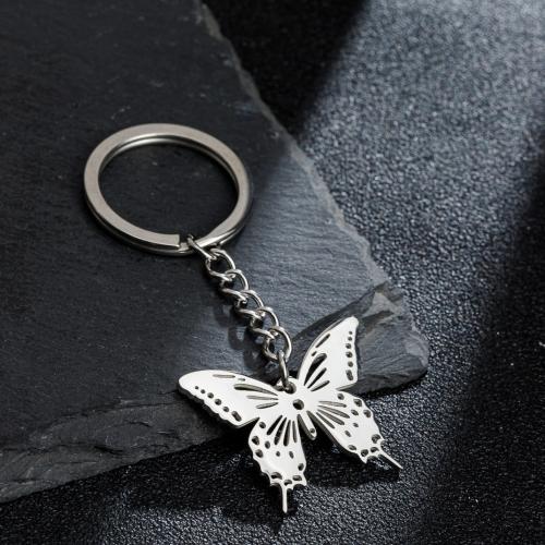 Stainless Steel Key Clasp 304 Stainless Steel Butterfly silver color plated fashion jewelry Sold By PC