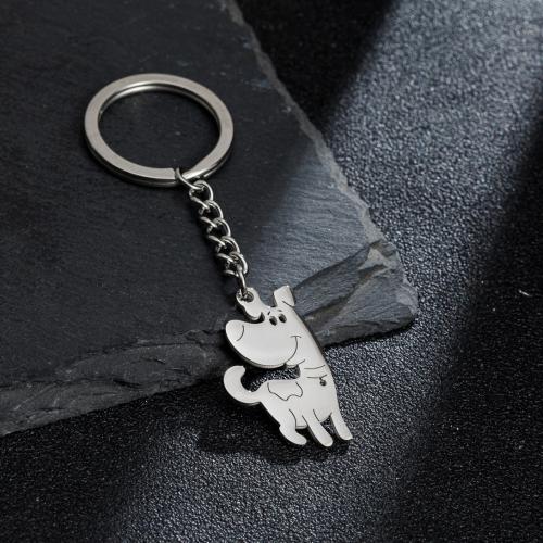 Stainless Steel Key Clasp 304 Stainless Steel Dog silver color plated fashion jewelry Sold By PC