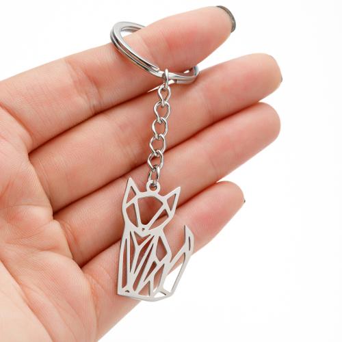 Stainless Steel Key Clasp 304 Stainless Steel Fox silver color plated fashion jewelry Sold By PC