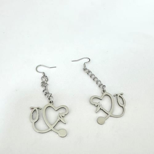 Stainless Steel Drop Earring 304 Stainless Steel Heart plated for woman Sold By Pair