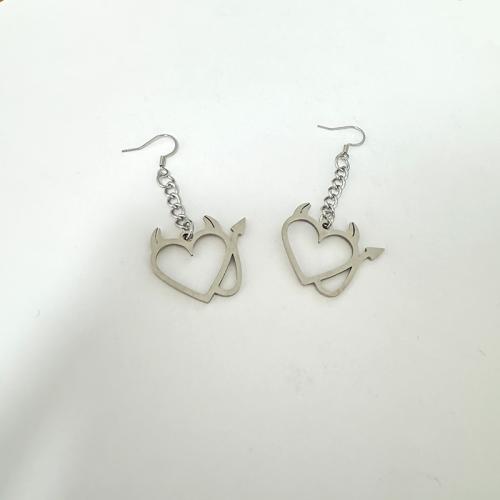 Stainless Steel Drop Earring 304 Stainless Steel Heart plated for woman Sold By Pair