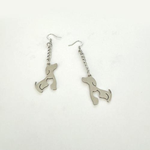 Stainless Steel Drop Earring 304 Stainless Steel Dog plated for woman Sold By Pair