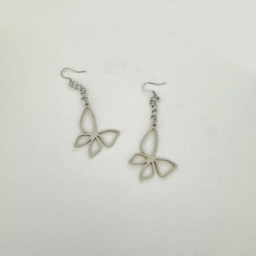 Stainless Steel Drop Earring 304 Stainless Steel Butterfly plated fashion jewelry Sold By Pair